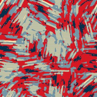 Klasik deniz mavisi, kırmızı, sarı, dikişsiz doku. Modern retro-yüzme modadan izler giyer. Memphis tarzı maskülen grunge soyut arka plan. Yüksek kaliteli jpg kumaşı.