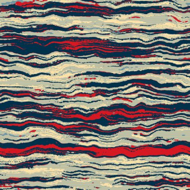 Klasik deniz mavisi, kırmızı, sarı, dikişsiz doku. Modern retro-yüzme modadan izler giyer. Memphis tarzı maskülen grunge soyut arka plan. Yüksek kaliteli jpg kumaşı.