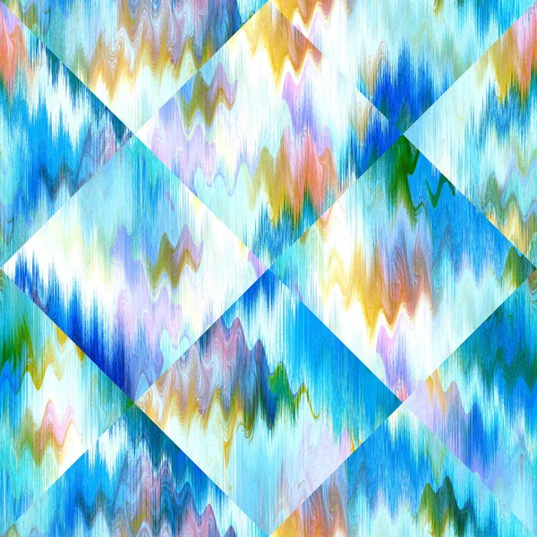 Optical glitch tie dye geometric texture background. Seamless liquid flow effect material. Modern wavy wet wash variegated fluid blend pattern. — Stock Photo, Image