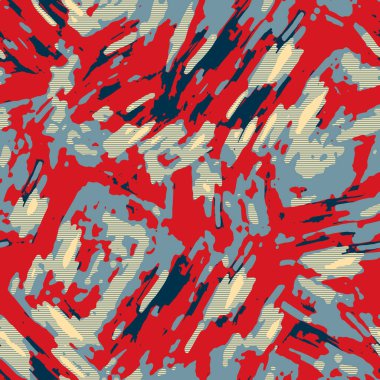 Klasik deniz mavisi, kırmızı, sarı, dikişsiz doku. Modern retro-yüzme modadan izler giyer. Memphis tarzı maskülen grunge soyut arka plan. Yüksek kaliteli jpg kumaşı.