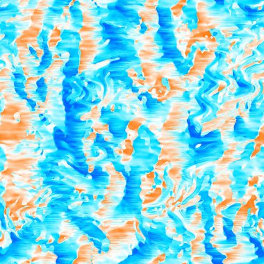 Dalgalı yaz boyası arka planı. Plaj mayosu için farklı renk karışımı, modaya uygun moda baskı. Boho dijital suluboya efekti damlatıyor. Yüksek çözünürlüklü, kusursuz desen materyali.