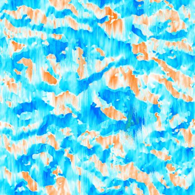 Dalgalı yaz boyası arka planı. Plaj mayosu için farklı renk karışımı, modaya uygun moda baskı. Boho dijital suluboya efekti damlatıyor. Yüksek çözünürlüklü, kusursuz desen materyali.