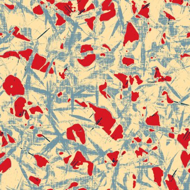 Klasik deniz mavisi, kırmızı, sarı, dikişsiz doku. Modern retro-yüzme modadan izler giyer. Memphis tarzı maskülen grunge soyut arka plan. Yüksek kaliteli jpg kumaşı.