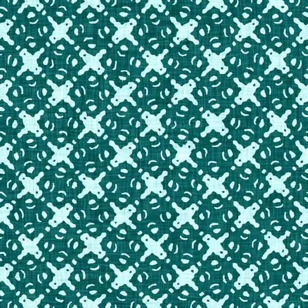 Egeo teal moteado rústico círculo de lino textura de fondo. Estilo de vida costera punteada verano. Patrón sin costura textil efecto tela azul turquesa claro. Lavado fuera de material de tela casa de campo de playa. —  Fotos de Stock