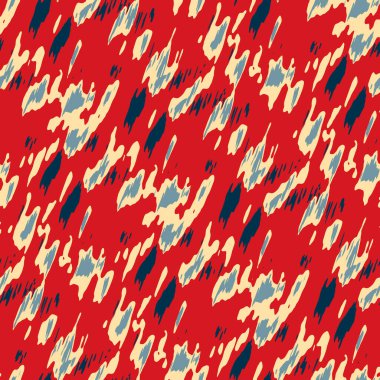 Benekli deniz mavisi, kırmızı, sarı, pürüzsüz doku. Modern retro-yüzme modadan izler giyer. Memphis tarzı maskülen grunge soyut arka plan. Yüksek kaliteli jpg kumaşı.