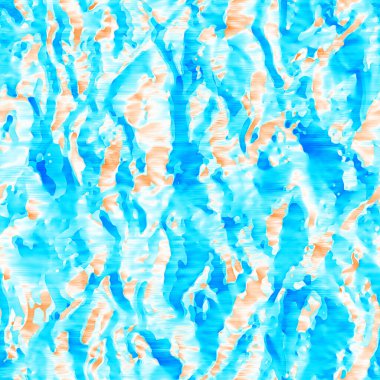 Dalgalı yaz boyası arka planı. Plaj mayosu için farklı renk karışımı, modaya uygun moda baskı. Boho dijital suluboya efekti damlatıyor. Yüksek çözünürlüklü, kusursuz desen materyali.