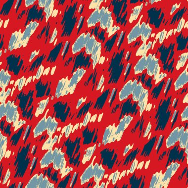 Benekli deniz mavisi, kırmızı, sarı, pürüzsüz doku. Modern retro-yüzme modadan izler giyer. Memphis tarzı maskülen grunge soyut arka plan. Yüksek kaliteli jpg kumaşı.