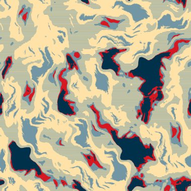 Eğlenceli sarı, kırmızı, soyut, dikişsiz doku. Modern retro-yüzme her yerde moda. Sahilde yaşam yastığı kaplaması ya da sahil evi kumaş arka planı. Yüksek kalite jpg batik swatch.