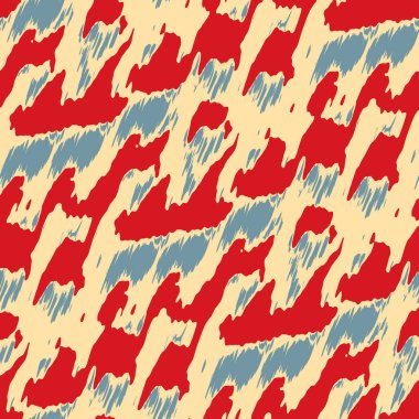 Benekli deniz mavisi, kırmızı, sarı, pürüzsüz doku. Modern retro-yüzme modadan izler giyer. Memphis tarzı maskülen grunge soyut arka plan. Yüksek kaliteli jpg kumaşı.