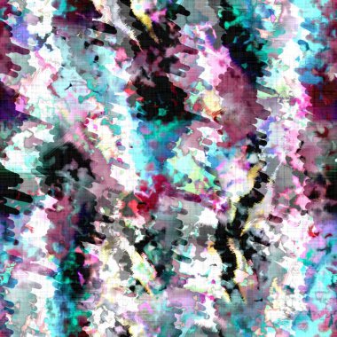 Dağınık yaz kravatlı batik plaj desenli. Kusursuz renkli lekeli uzay boyalı efekt modayı. Yumuşak döşenmiş arka plan yıkanmış. 