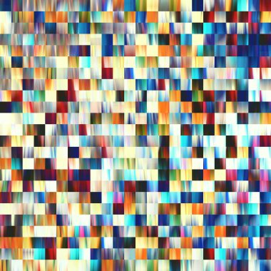 Optik düşük polyester piksel ızgara boya bulanık doku arka planı. Kusursuz yıkanmış geometrik ombre etkisi. 80 'lerin tarzı eski kare şekilli. Yüksek çözünürlüklü funky plaj giyin moda tekstil.