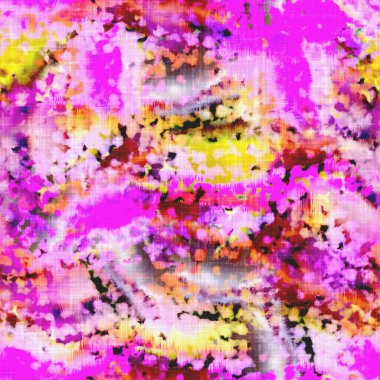 Dağınık yaz kravatlı batik plaj desenli. Kusursuz renkli lekeli uzay boyalı efekt modayı. Yumuşak döşenmiş arka plan yıkanmış. 