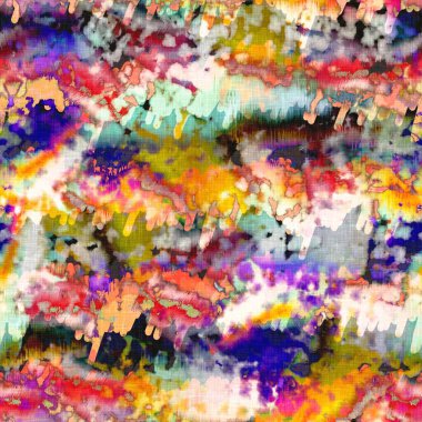 Dağınık yaz kravatlı batik plaj desenli. Kusursuz renkli lekeli uzay boyalı efekt modayı. Yumuşak döşenmiş arka plan yıkanmış. 