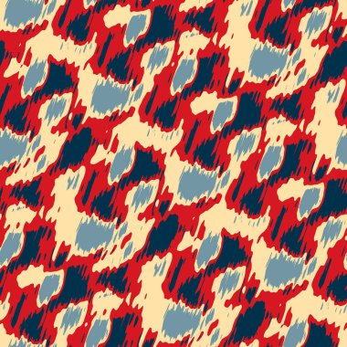 Benekli deniz mavisi, kırmızı, sarı, pürüzsüz doku. Modern retro-yüzme modadan izler giyer. Memphis tarzı maskülen grunge soyut arka plan. Yüksek kaliteli jpg kumaşı.