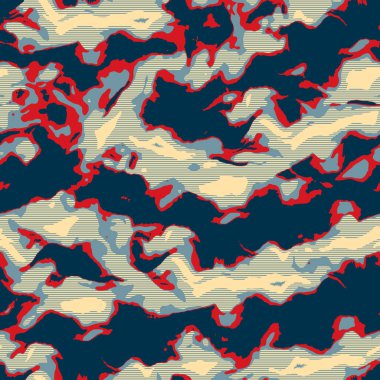 Klasik deniz mavisi, kırmızı, sarı, dikişsiz doku. Modern retro-yüzme modadan izler giyer. Memphis tarzı maskülen grunge soyut arka plan. Yüksek kaliteli jpg kumaşı.