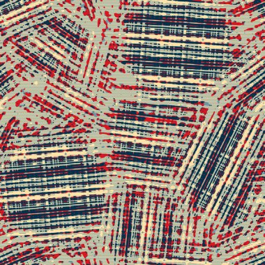 Klasik deniz mavisi, kırmızı, sarı, dikişsiz doku. Modern retro-yüzme modadan izler giyer. Memphis tarzı maskülen grunge soyut arka plan. Yüksek kaliteli jpg kumaşı.
