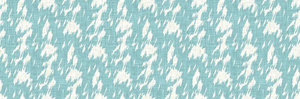 Aegean teal motttled border strip linho textura fundo. Verão costeira estilo de vida casa decoração efeito de tecido. Mar verde lavar grunge borda material. Banner de padrão sem costura têxtil decorativo. — Fotografia de Stock