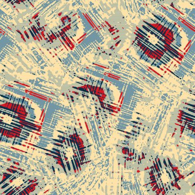 Eğlenceli sarı, kırmızı, soyut, dikişsiz doku. Modern retro-yüzme her yerde moda. Sahilde yaşam yastığı kaplaması ya da sahil evi kumaş arka planı. Yüksek kalite jpg batik swatch.
