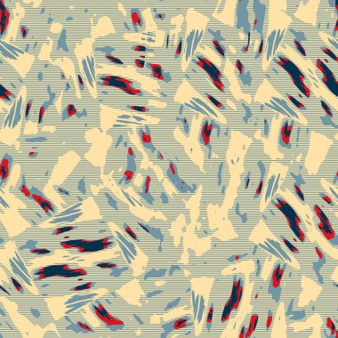 Eğlenceli sarı, kırmızı, soyut, dikişsiz doku. Modern retro-yüzme her yerde moda. Sahilde yaşam yastığı kaplaması ya da sahil evi kumaş arka planı. Yüksek kalite jpg batik swatch.