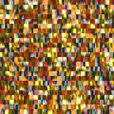 Optik düşük polyester piksel ızgara boya bulanık doku arka planı. Kusursuz yıkanmış geometrik ombre etkisi. 80 'lerin tarzı eski kare şekilli. Yüksek çözünürlüklü funky plaj giyin moda tekstil.