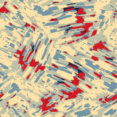 Eğlenceli sarı, kırmızı, soyut, dikişsiz doku. Modern retro-yüzme her yerde moda. Sahilde yaşam yastığı kaplaması ya da sahil evi kumaş arka planı. Yüksek kalite jpg batik swatch.