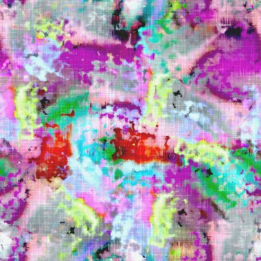 Dağınık yaz kravatlı batik plaj desenli. Kusursuz renkli lekeli uzay boyalı efekt modayı. Yumuşak döşenmiş arka plan yıkanmış. 