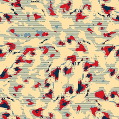 Eğlenceli sarı, kırmızı, soyut, dikişsiz doku. Modern retro-yüzme her yerde moda. Sahilde yaşam yastığı kaplaması ya da sahil evi kumaş arka planı. Yüksek kalite jpg batik swatch.