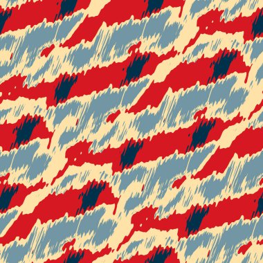 Benekli deniz mavisi, kırmızı, sarı, pürüzsüz doku. Modern retro-yüzme modadan izler giyer. Memphis tarzı maskülen grunge soyut arka plan. Yüksek kaliteli jpg kumaşı.