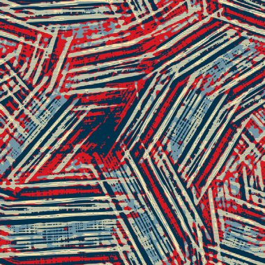 Klasik deniz mavisi, kırmızı, sarı, dikişsiz doku. Modern retro-yüzme modadan izler giyer. Memphis tarzı maskülen grunge soyut arka plan. Yüksek kaliteli jpg kumaşı.