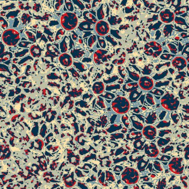 Klasik deniz mavisi, kırmızı, sarı, dikişsiz doku. Modern retro-yüzme modadan izler giyer. Memphis tarzı maskülen grunge soyut arka plan. Yüksek kaliteli jpg kumaşı.