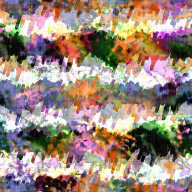 Dağınık yaz kravatlı batik plaj desenli. Kusursuz renkli lekeli uzay boyalı efekt modayı. Yumuşak döşenmiş arka plan yıkanmış. 