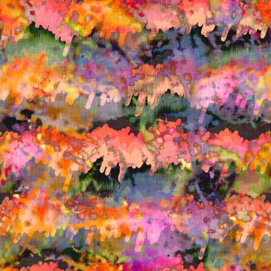 Dağınık yaz kravatlı batik plaj desenli. Kusursuz renkli lekeli uzay boyalı efekt modayı. Yumuşak döşenmiş arka plan yıkanmış. 