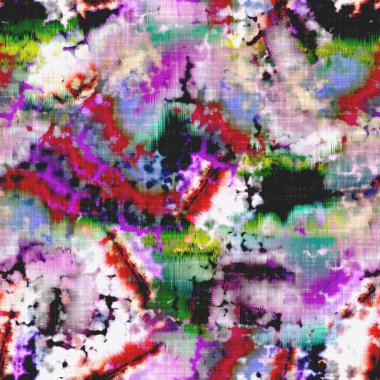 Dağınık yaz kravatlı batik plaj desenli. Kusursuz renkli lekeli uzay boyalı efekt modayı. Yumuşak döşenmiş arka plan yıkanmış. 