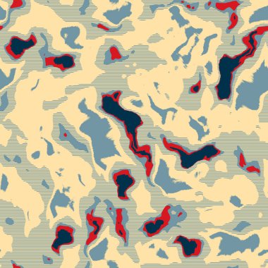 Eğlenceli sarı, kırmızı, soyut, dikişsiz doku. Modern retro-yüzme her yerde moda. Sahilde yaşam yastığı kaplaması ya da sahil evi kumaş arka planı. Yüksek kalite jpg batik swatch.