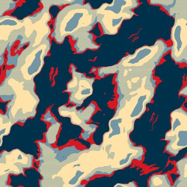 Klasik deniz mavisi, kırmızı, sarı, dikişsiz doku. Modern retro-yüzme modadan izler giyer. Memphis tarzı maskülen grunge soyut arka plan. Yüksek kaliteli jpg kumaşı.