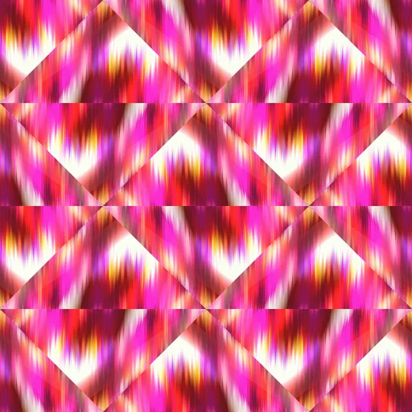 Optische Panne Dreieck Krawatte Farbstoff geometrische Textur Hintergrund. Nahtloser Flüssigkeitseffekt Patchwork-Gittermaterial. Modernes feucht-washy buntes Flüssigkeitsunschärfemuster. — Stockfoto