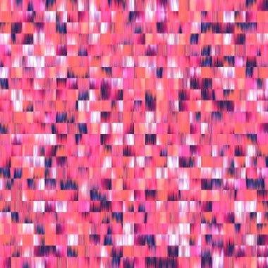 Optik düşük polyester piksel ızgara boya bulanık doku arka planı. Kusursuz yıkanmış geometrik ombre etkisi. 80 'lerin tarzı eski kare şekilli. Yüksek çözünürlüklü funky plaj giyin moda tekstil.