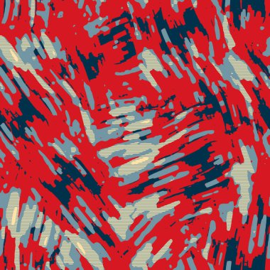 Klasik deniz mavisi, kırmızı, sarı, dikişsiz doku. Modern retro-yüzme modadan izler giyer. Memphis tarzı maskülen grunge soyut arka plan. Yüksek kaliteli jpg kumaşı.