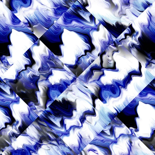 Optische Panne Krawatte Farbstoff geometrische Textur Hintergrund. Nahtloser Flüssigkeitseffekt. Modernes wellenförmiges Nasswäsche-Mischungsmuster. — Stockfoto