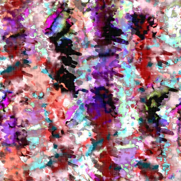 Chaotische Sommer Krawattenfärbung Batik Beach Wear Muster. Nahtlose bunte Flecken Raum gefärbt Effekt Mode. Ausgewaschener weicher Möbelhintergrund. — Stockfoto