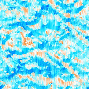 Dalgalı yaz boyası arka planı. Plaj mayosu için farklı renk karışımı, modaya uygun moda baskı. Boho dijital suluboya efekti damlatıyor. Yüksek çözünürlüklü, kusursuz desen materyali.