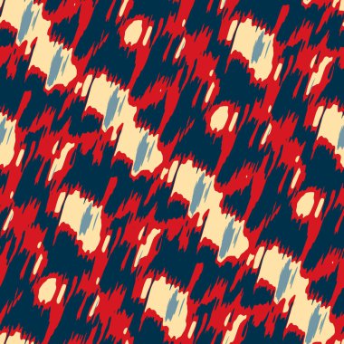 Benekli deniz mavisi, kırmızı, sarı, pürüzsüz doku. Modern retro-yüzme modadan izler giyer. Memphis tarzı maskülen grunge soyut arka plan. Yüksek kaliteli jpg kumaşı.