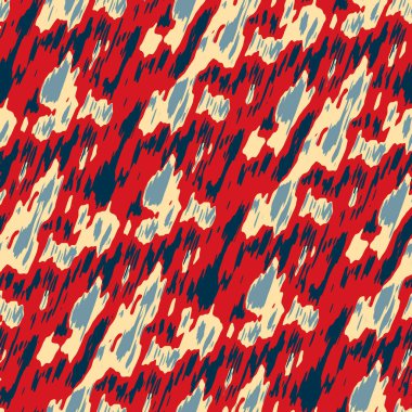 Benekli deniz mavisi, kırmızı, sarı, pürüzsüz doku. Modern retro-yüzme modadan izler giyer. Memphis tarzı maskülen grunge soyut arka plan. Yüksek kaliteli jpg kumaşı.