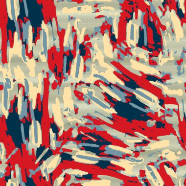 Klasik deniz mavisi, kırmızı, sarı, dikişsiz doku. Modern retro-yüzme modadan izler giyer. Memphis tarzı maskülen grunge soyut arka plan. Yüksek kaliteli jpg kumaşı.