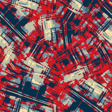 Klasik deniz mavisi, kırmızı, sarı, dikişsiz doku. Modern retro-yüzme modadan izler giyer. Memphis tarzı maskülen grunge soyut arka plan. Yüksek kaliteli jpg kumaşı.