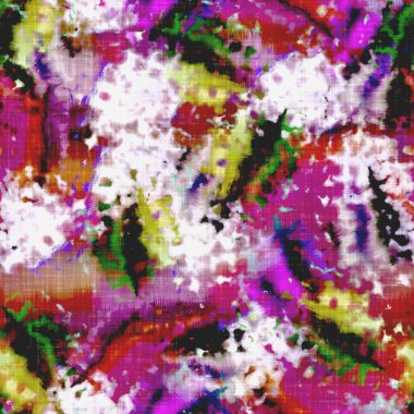 Dağınık yaz kravatlı batik plaj desenli. Kusursuz renkli lekeli uzay boyalı efekt modayı. Yumuşak döşenmiş arka plan yıkanmış. 