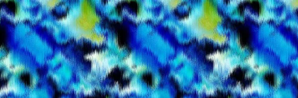 Oceano azul manchado borda tira tecido de linho textura fundo. Verão estilo de vida costeira ondulado efeito tecido de água. Azure blu lavar sangrar material borda. Têxtil decorativo sem costura padrão fita guarnição. — Fotografia de Stock