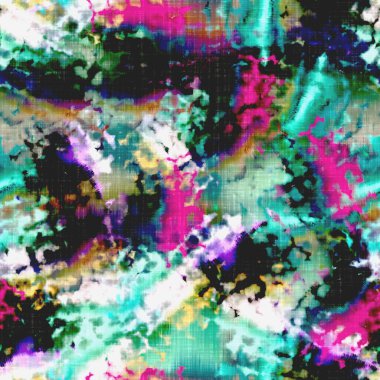 Dağınık yaz kravatlı batik plaj desenli. Kusursuz renkli lekeli uzay boyalı efekt modayı. Yumuşak döşenmiş arka plan yıkanmış. 