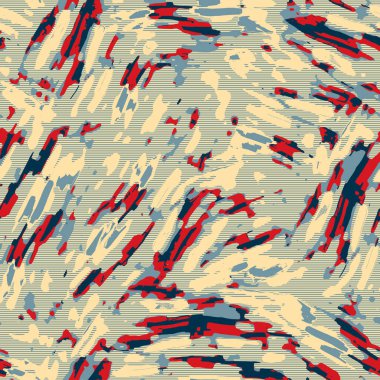 Eğlenceli sarı, kırmızı, soyut, dikişsiz doku. Modern retro-yüzme her yerde moda. Sahilde yaşam yastığı kaplaması ya da sahil evi kumaş arka planı. Yüksek kalite jpg batik swatch.