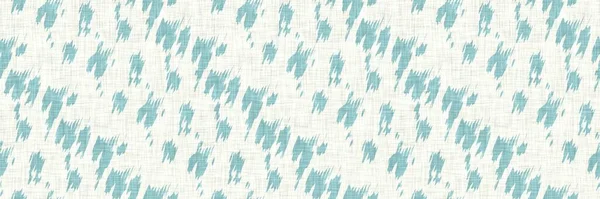 Aegean teal motttled border strip linho textura fundo. Verão costeira estilo de vida casa decoração efeito de tecido. Mar verde lavar grunge borda material. Banner de padrão sem costura têxtil decorativo. — Fotografia de Stock